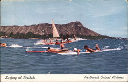 Surfing at Waikiki Postcard