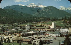 Long's Peak and Mt. Meeker from Estes Park Village Postcard