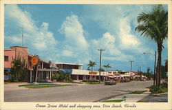 Ocean Drive Motel and Shopping Area Postcard