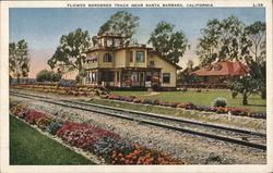 Flower Bordered Track Santa Barbara, CA Postcard Postcard Postcard