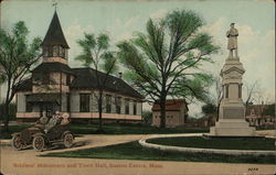 Soldiers' Monument and Town Hall Easton Centre, MA Postcard Postcard Postcard