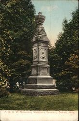 Ancient Order of United Workmen Monument Detroit, MI Postcard Postcard Postcard