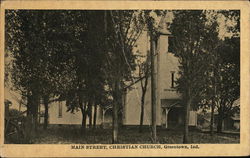 Main Street, Christian Church Greentown, IN Postcard Postcard Postcard