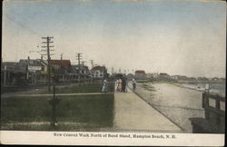 New Cement Walk North of Band Stand Hampton Beach, NH Postcard Postcard Postcard