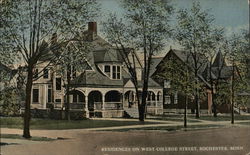 Residences on West College Street Postcard