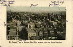 Bird's-eye View of City, As Seen From the Long Building Kansas City, MO Postcard Postcard Postcard