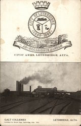 Galt Collieries and Lethbridge Civic Arms Alberta Canada Postcard Postcard Postcard