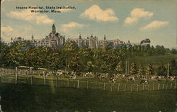 Insane Hospital, State Institution Worcester, MA Postcard Postcard Postcard