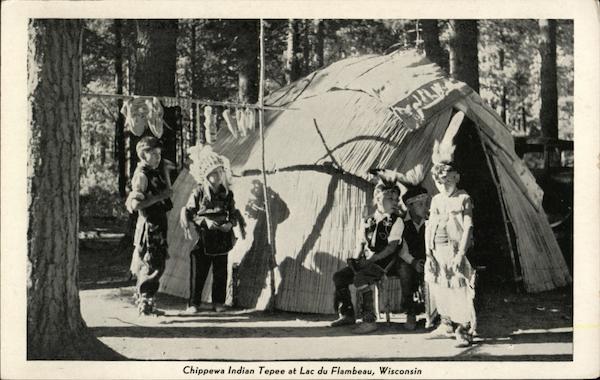 Chippewa Indian Tepee Lac Du Flambeau Wi Postcard 