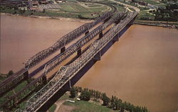 Bridges Over the Mississippi River Memphis, TN Postcard Postcard Postcard