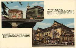 A Theater Kabukiza & The Bridge Sukiya Tokyo, Japan Postcard Postcard Postcard