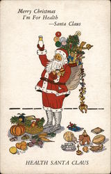 Merry Christmas I'm For Health - Santa Claus Postcard Postcard Postcard