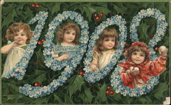 1908 All Happiness in the New Year Postcard