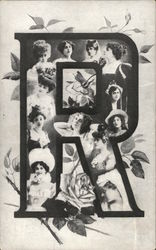 Letter "R" With Women's Faces Postcard