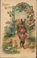 Easter Wishes With Bunnies Postcard Postcard Postcard