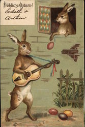 Froliche Ostern With Bunnies Postcard Postcard Postcard