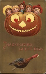 Thanksgiving Greetings Jack O' Lantern Postcard