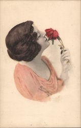 Stop and Smell the Roses Women Postcard Postcard Postcard