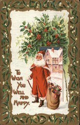 To Wish You Well and Happy Santa Claus Postcard Postcard Postcard