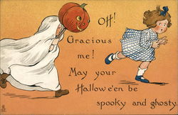 Oh! Gracious me! May your Halloween be spooky and ghosty. Postcard Postcard Postcard