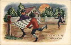 Watch your step on Halloween Postcard