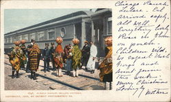 Pueblo Indians Selling Pottery Native Americana Postcard Postcard Postcard