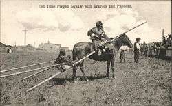 Old Time Squaw with Travois and Papoose Postcard