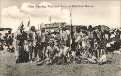 Chief Running Wolf and Party of Blackfoot Braves Postcard