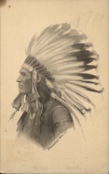 Drawing of Indian Chief Native Americana Postcard Postcard Postcard