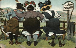 3 German Woman from Behind Women Postcard Postcard Postcard