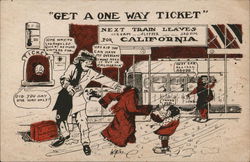 Get a One Way Ticket Trains, Railroad Postcard Postcard Postcard