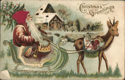 Christmas Greetings Santa Claus Postcard Postcard Postcard