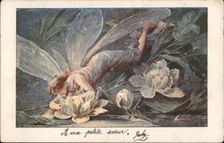 Woman with Lillies Fantasy Postcard Postcard