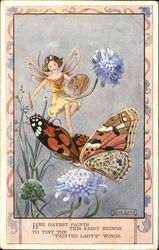 A Fairy with Paint Palette and Butterfly Fantasy Postcard Postcard