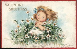 Valentine Greetings, She's a Daisy Postcard