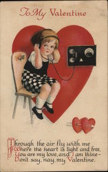 "To My Valentine" - Child Wearing Headphones Listening to Radio Postcard