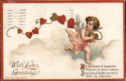 With Love's Greeting Hearts Postcard Postcard Postcard