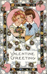 Hearts, Couple and Flowers Postcard