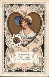 Greetings to my Valentine Women Postcard Postcard Postcard