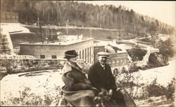 Snapshot of Couple at Park or Dam Maine Postcard Postcard Postcard