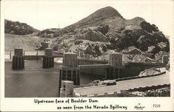 Upstream Face of Boulder Dam Seen From the Nevada Spillway Postcard