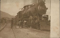 Railroad Workers and "104" Locomotive Locomotives Postcard Postcard Postcard