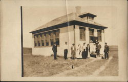 Snapshot of People Outside Schoolhouse School and Class Photos Postcard Postcard Postcard