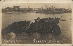 Receiving Coal in Port Port Said, Egypt Africa Postcard Postcard Postcard