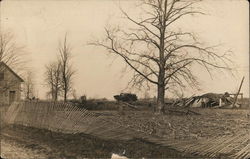 Blown Down Buildings and Fence Postcard