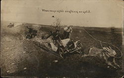 Hunting a Huge Jackrabbit in a Car Exaggeration Postcard Postcard Postcard