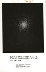 Globular Star Cluster - Messier 13 in Hercules Astronomy Postcard Postcard Postcard