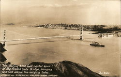 The Daring 4,200 Ft. Center Span of the Golden Gate Bridge Postcard