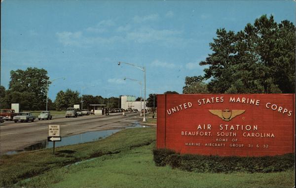 Marine Air Station Entrance Beaufort, SC Postcard