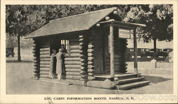 Log Cabin Information Booth Nashua Nh Postcard